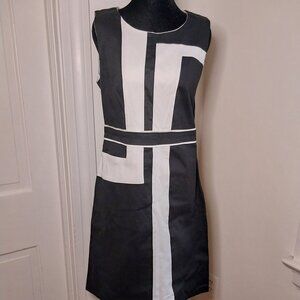 Colorblock Black and White Cotton Dress